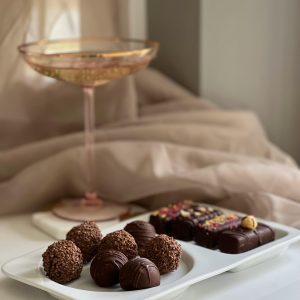 Delicious chocolate truffles elegantly arranged, perfect for gourmet delights.